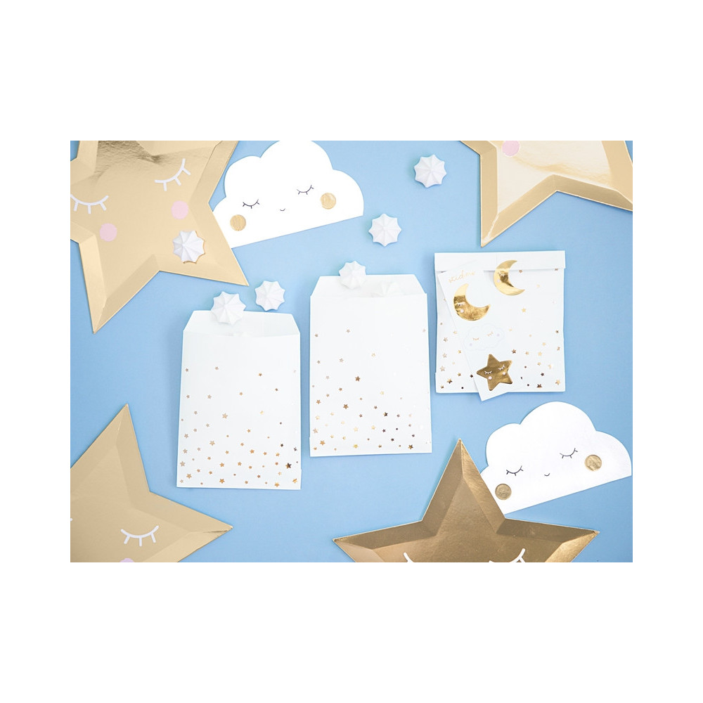 Little Star sweets bags - white and gold, 6 pcs.