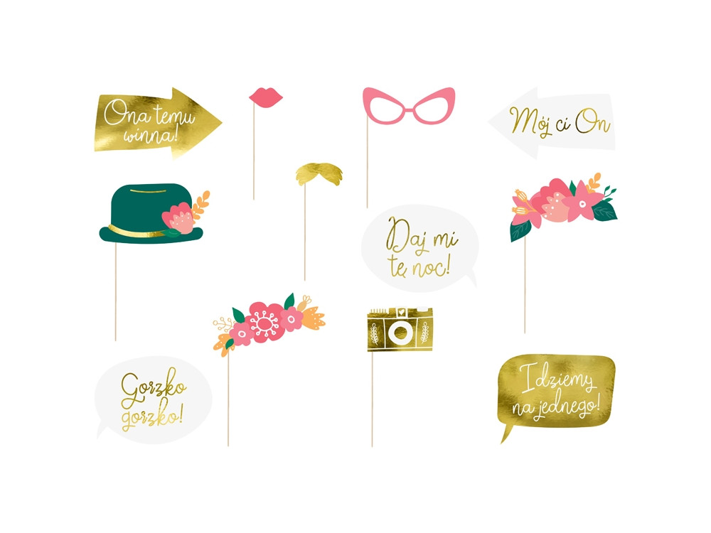 Gadgets for wedding photos - mix, 12 pcs.