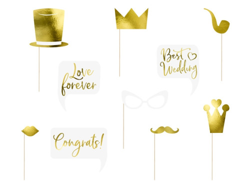 Gadgets for wedding photos - white and gold, 10 pcs.
