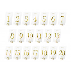 Table numbers - gold, transparent, 20 pcs.