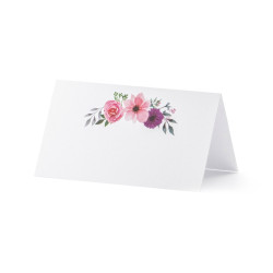 Business cards on the table, flowers