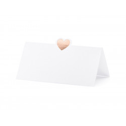 Business cards on the table, Heart, pink gold