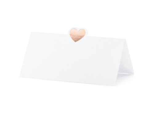 Business cards on the table, Heart, pink gold