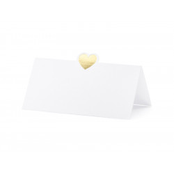 Business cards on the table Heart - white and gold