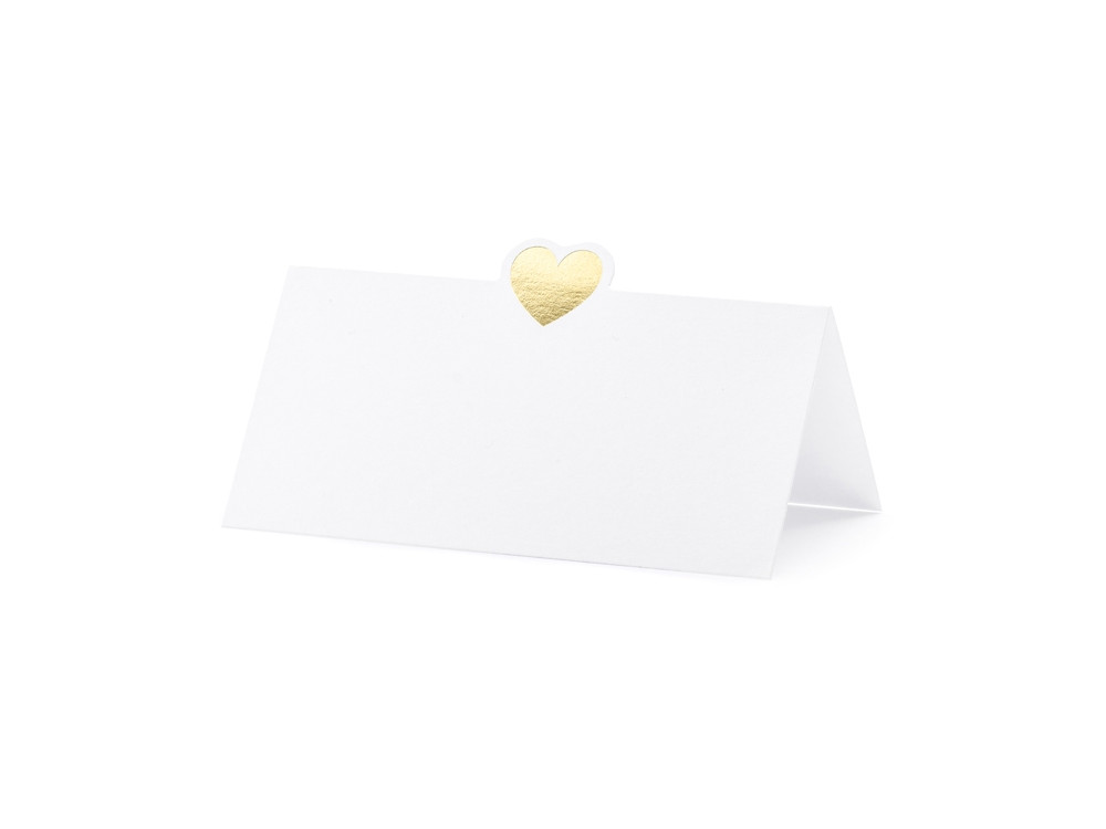 Business cards on the table Heart - white and gold