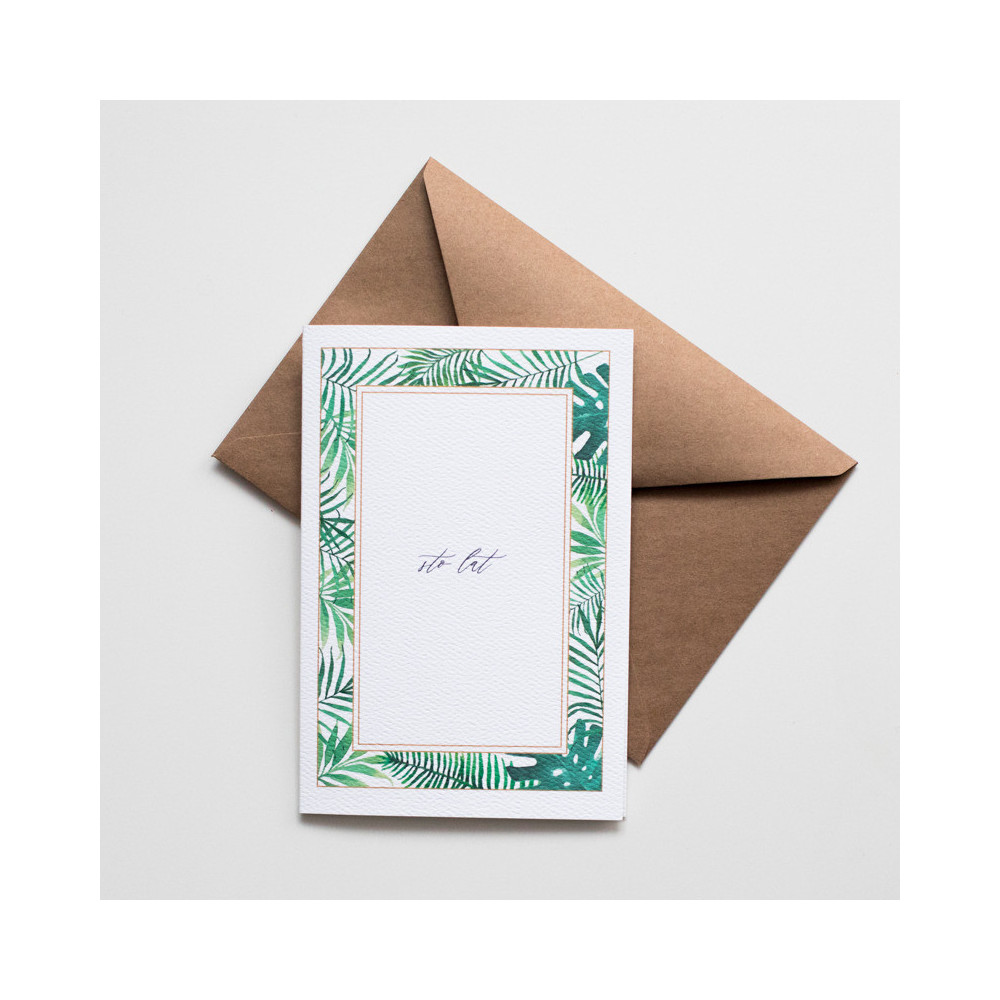 Greeting card - Cudowianki - Sto lat, motyw botaniczny, 12 x 17 cm