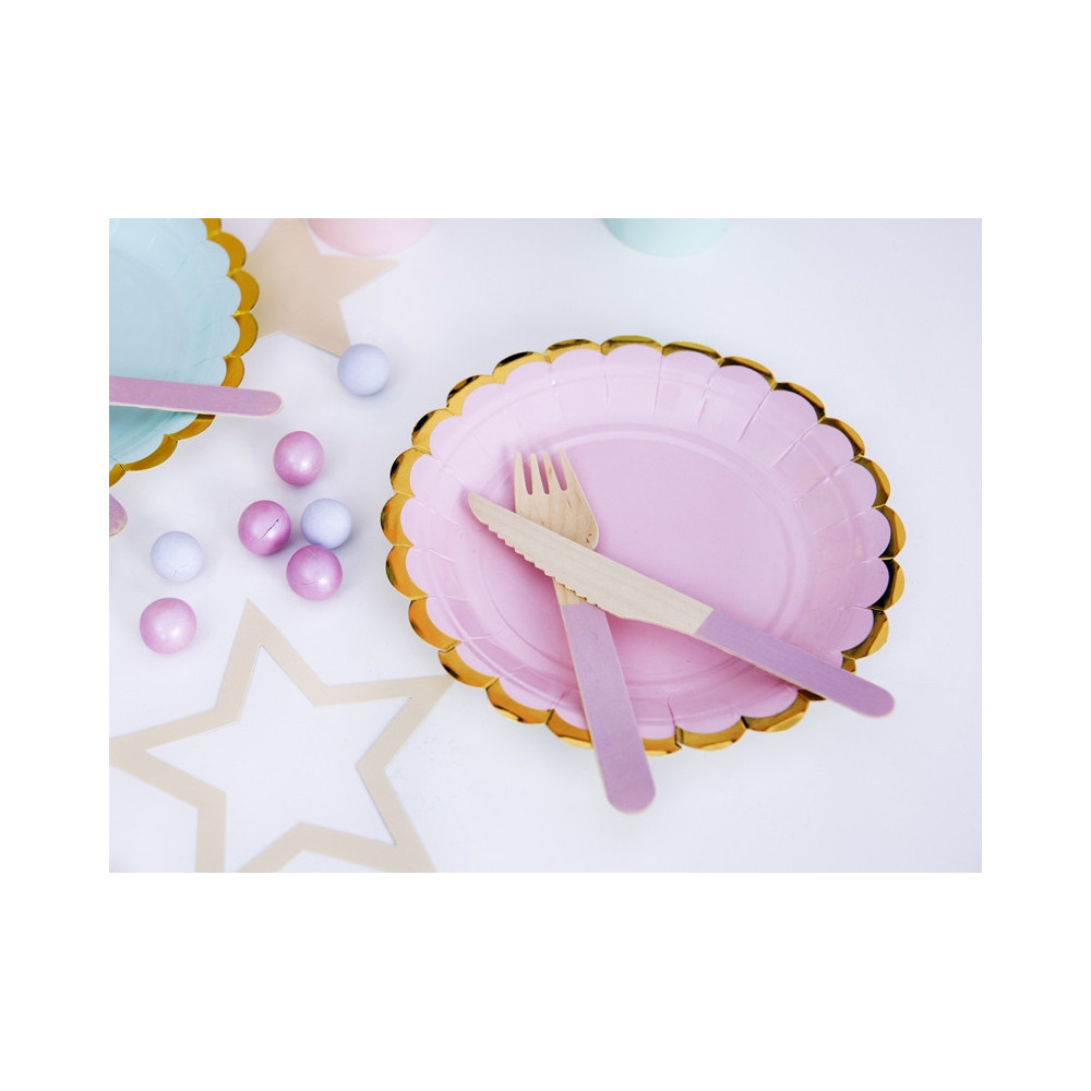 Paper plates - pink and gold, 18 cm, 6 pcs.