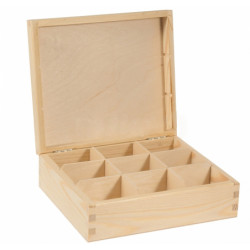 Wooden Tea Box, 9 Compartments