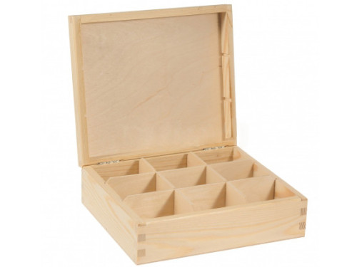 Wooden Tea Box, 9 Compartments