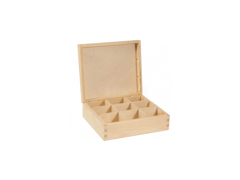 Wooden Tea Box, 9 Compartments