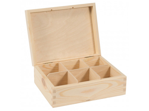 Wooden Tea Box, 6 Compartments