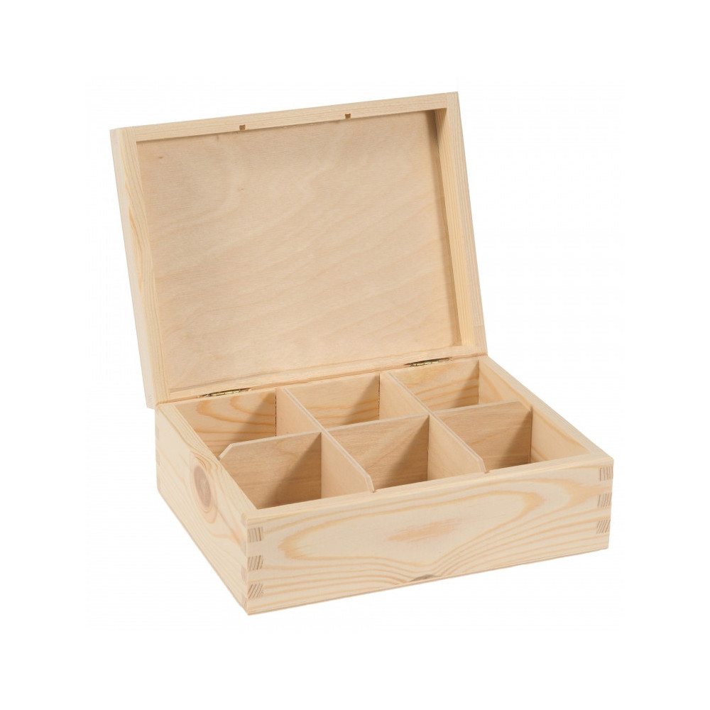 Wooden Tea Box, 6 Compartments