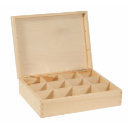 Wooden Tea Box, 12 Compartments