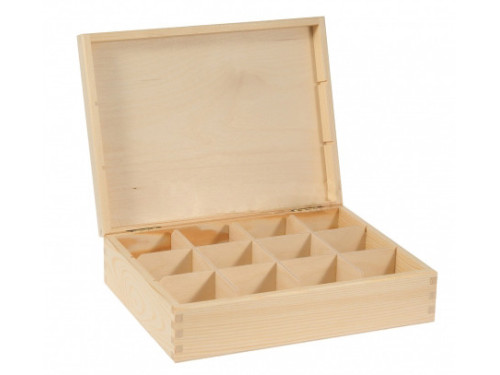 Wooden Tea Box, 12 Compartments