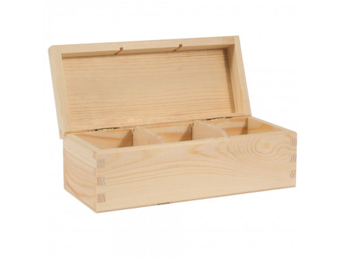 Wooden Tea Box, 3 Compartments