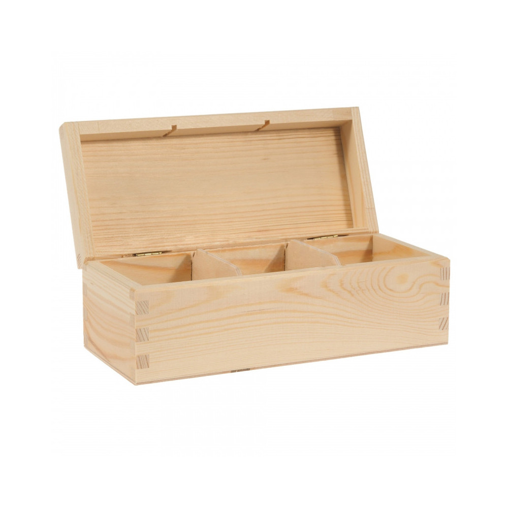 Wooden Tea Box, 3 Compartments