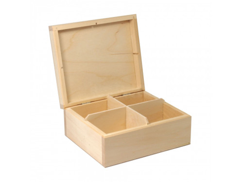 Wooden Tea Box, 4 Compartments