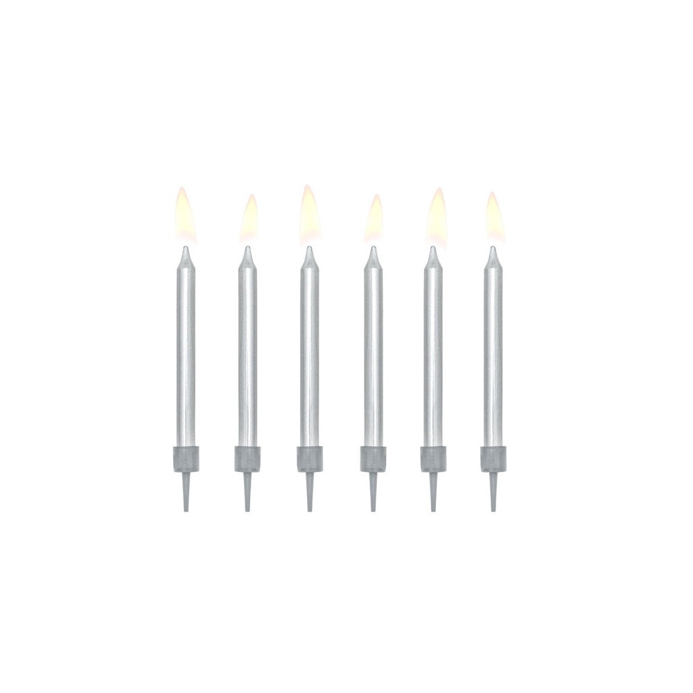 Birthday candles - Silver 6 pcs