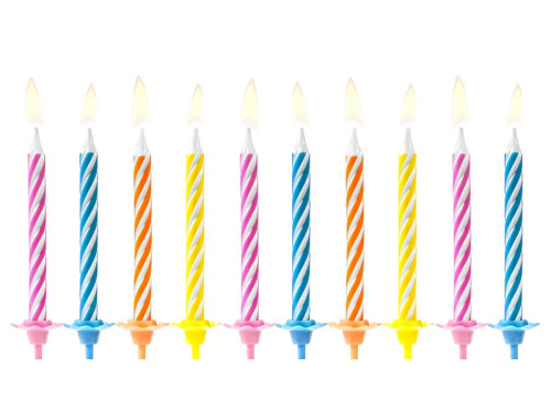 Birthday candles, mix, 10 pcs