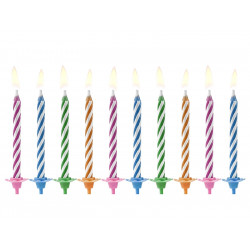 Świeczki urodzinowe magiczne, niegasnące - kolorowe, 10 szt.
