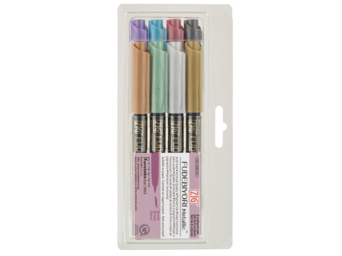 Pisaki pędzelkowe Fudebiyori Metallic - Kuretake - 8 kolorów