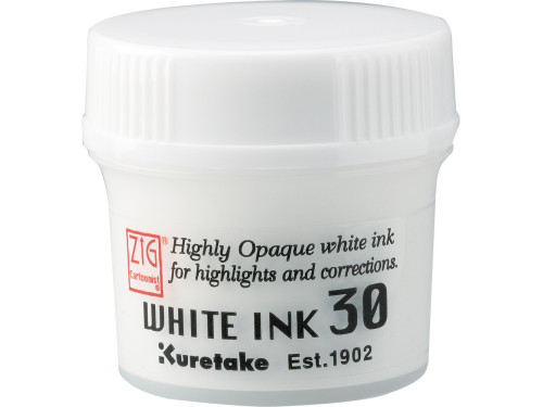 Tusz rysunkowy ZIG Cartoonist White Ink - Kuretake - biały, 30 g