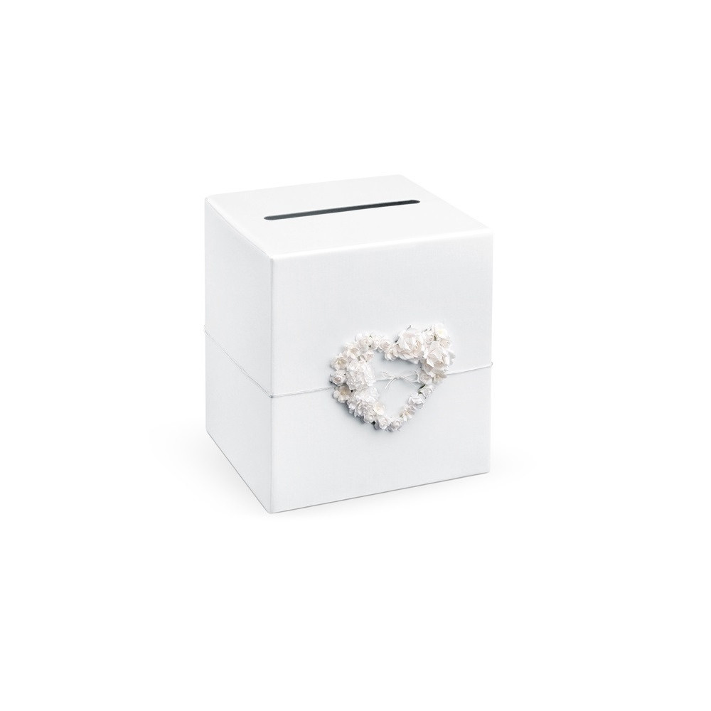 Pudełko na koperty i życzenia ślubne - perłowe białe