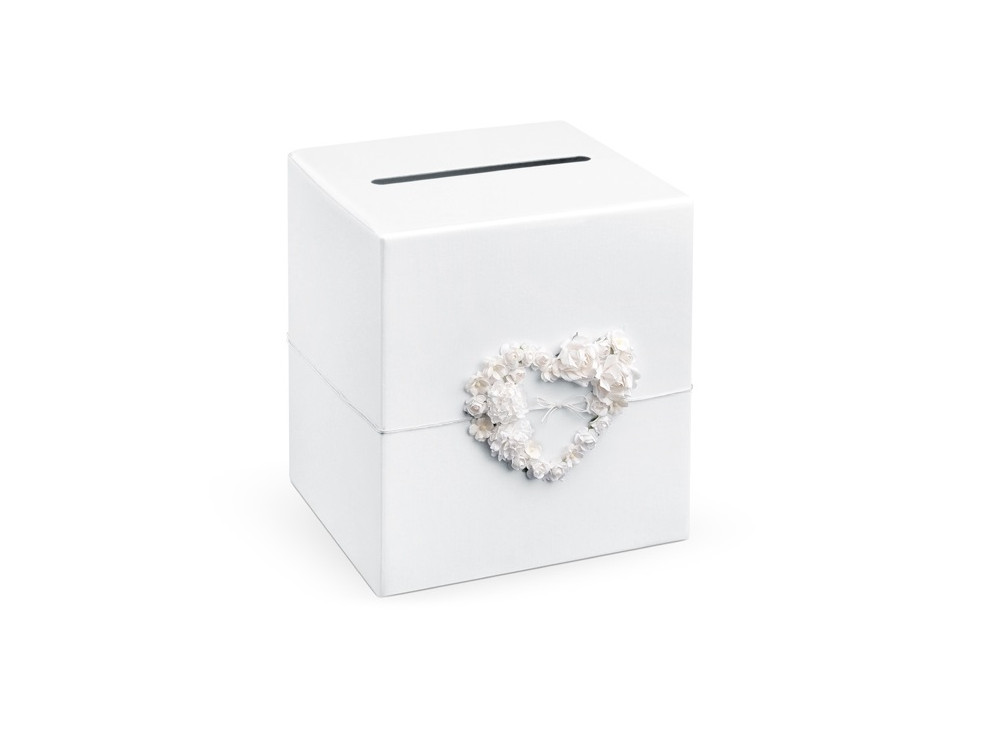 Pudełko na koperty i życzenia ślubne - perłowe białe