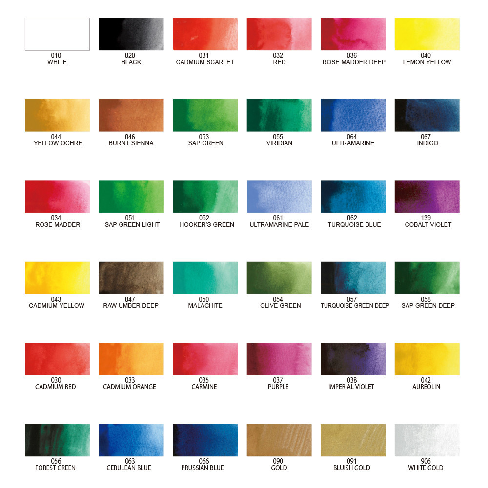 Zestaw farb akwarelowych Gansai Tambi - Kuretake - 36 kolorów