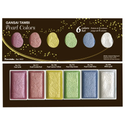 Zestaw farb akwarelowych Gansai Tambi - Kuretake - Pearl Colors,  6 szt.