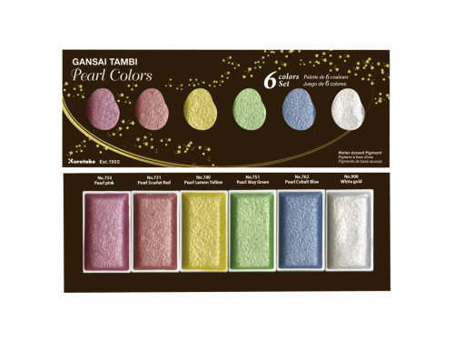 Watercolor set Gansai Tambi Pearl Colors - Kuretake - 6 pcs.