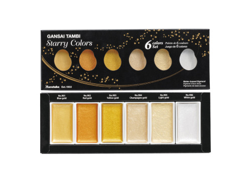 Zestaw farb akwarelowych Gansai Tambi - Kuretake - Starry Colors, 6 szt.