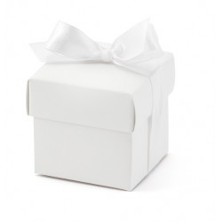 Boxes with a ribbon, white, 10 pcs