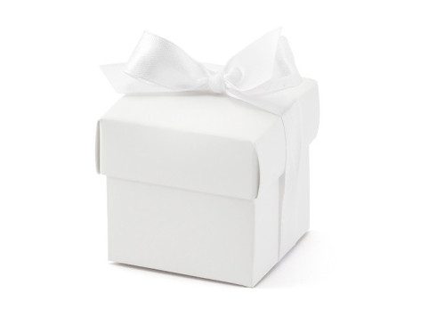 Boxes with a ribbon, white, 10 pcs