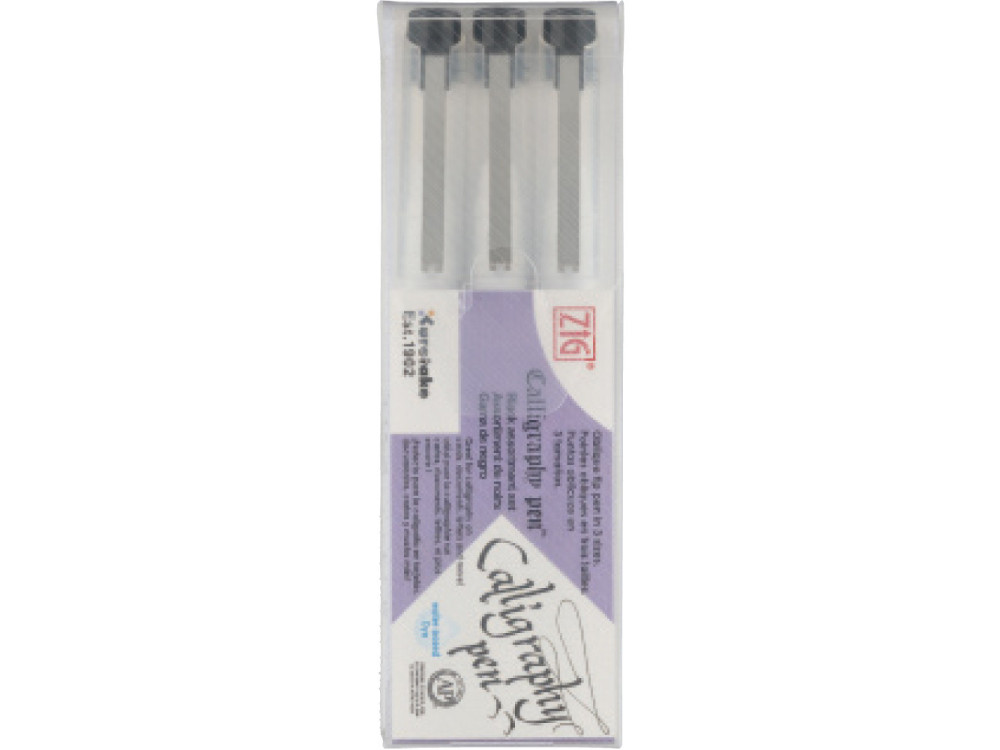 ZIG Calligraphy pen assortment kit - Kuretake - oblique tip, 6 colors