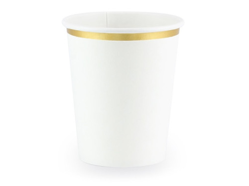 Paper cups - white and gold, 260 ml, 6 pcs.