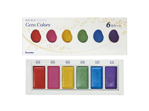 Zestaw farb akwarelowych Gansai Tambi - Kuretake - Gem Colors, 6 szt.