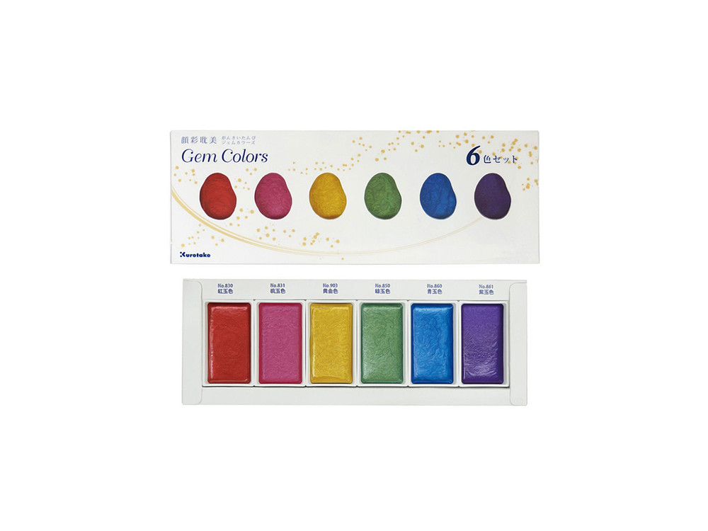 Zestaw farb akwarelowych Gansai Tambi - Kuretake - Gem Colors, 6 szt.