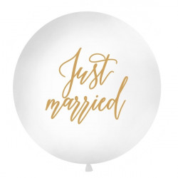 Giant balloon Just married - gold lettering, 1 m