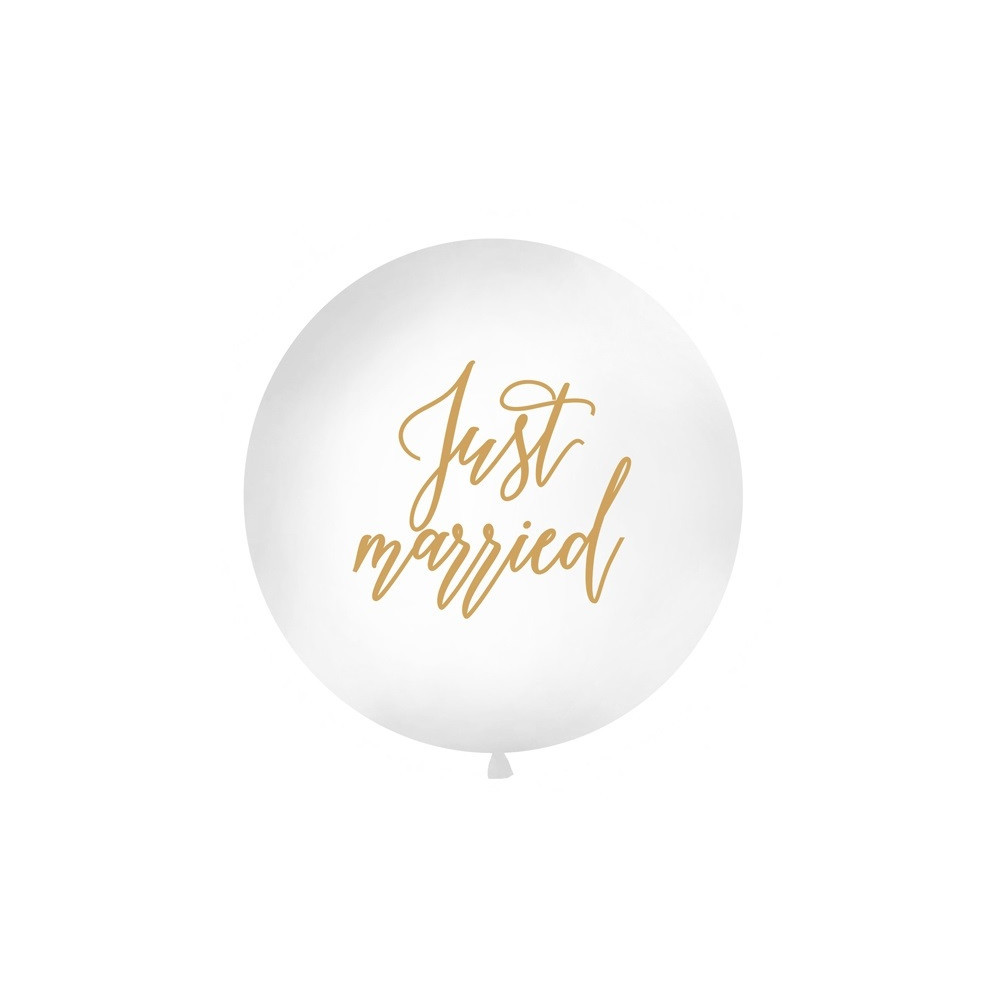 Giant balloon Just married - gold lettering, 1 m