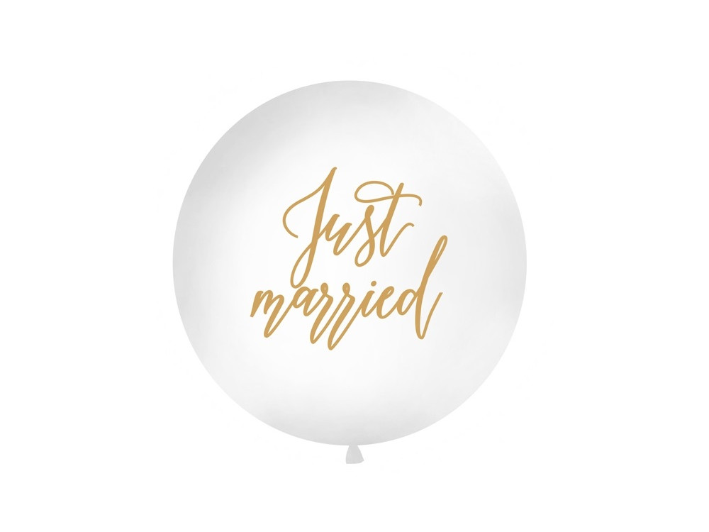 Giant balloon Just married - gold lettering, 1 m