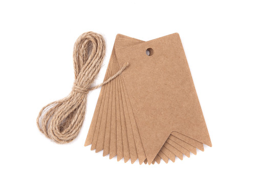 Craft tags with string Banners - kraft, 12 pcs.