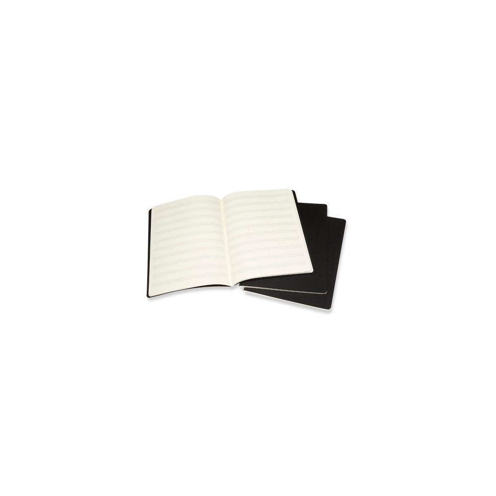 Music journal set - Moleskine - soft, staff-lined, XL, black, 3 pcs.