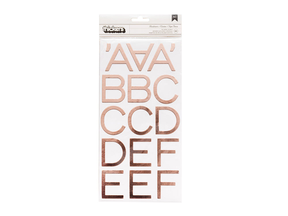 Foil alphabet stickers - Thickers - rose gold, 88 pcs.