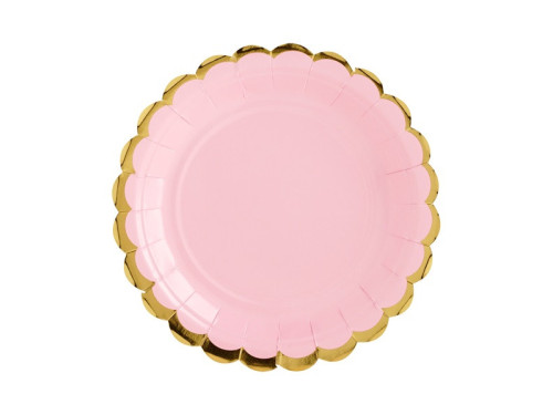 Paper plates - pink and gold, 18 cm, 6 pcs.