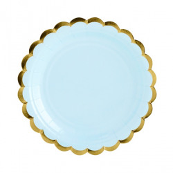 Paper plates - blue and gold, 18 cm, 6 pcs.