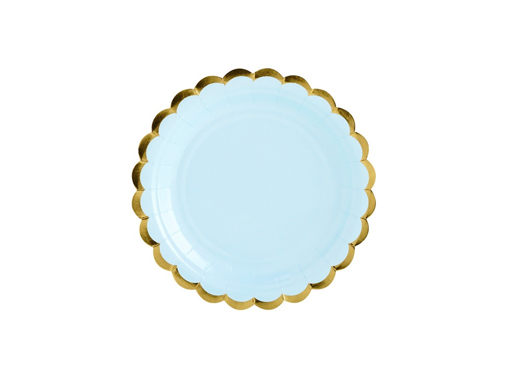 Paper plates - blue and gold, 18 cm, 6 pcs.
