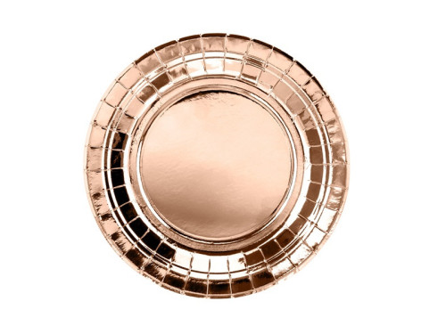 Round plates - rose gold, metallic, 18 cm, 6 pcs.