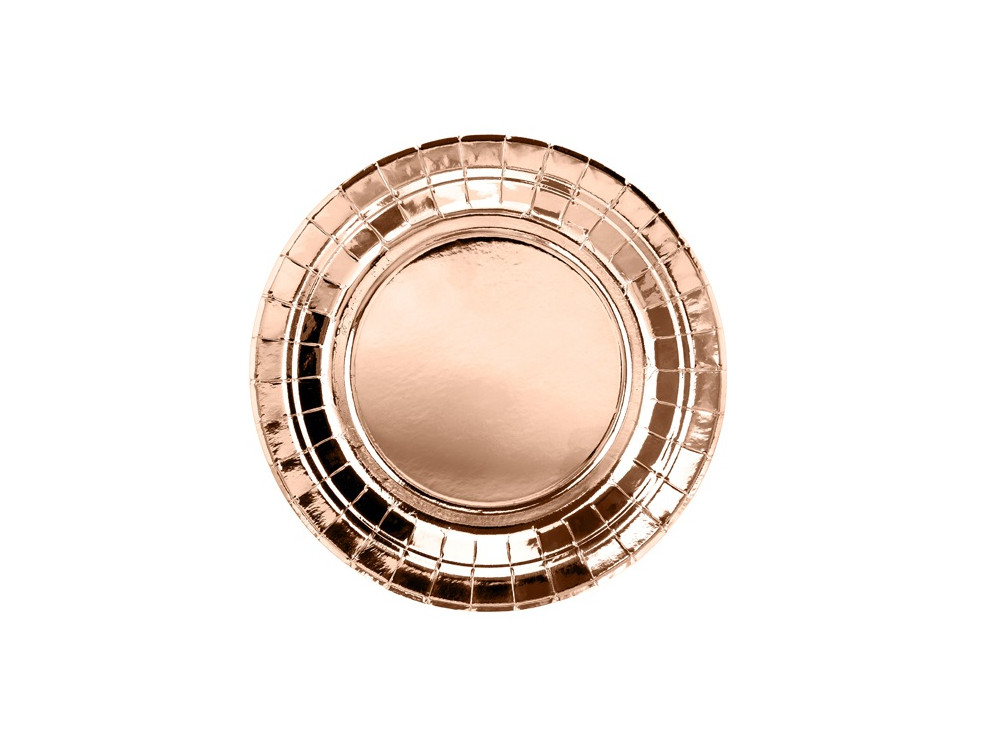 Round plates - rose gold, metallic, 18 cm, 6 pcs.