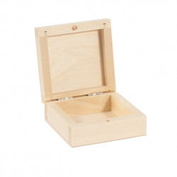 Drewniane pudełko, kasetka - kwadratowa, 10 x 10 x 3,7 cm